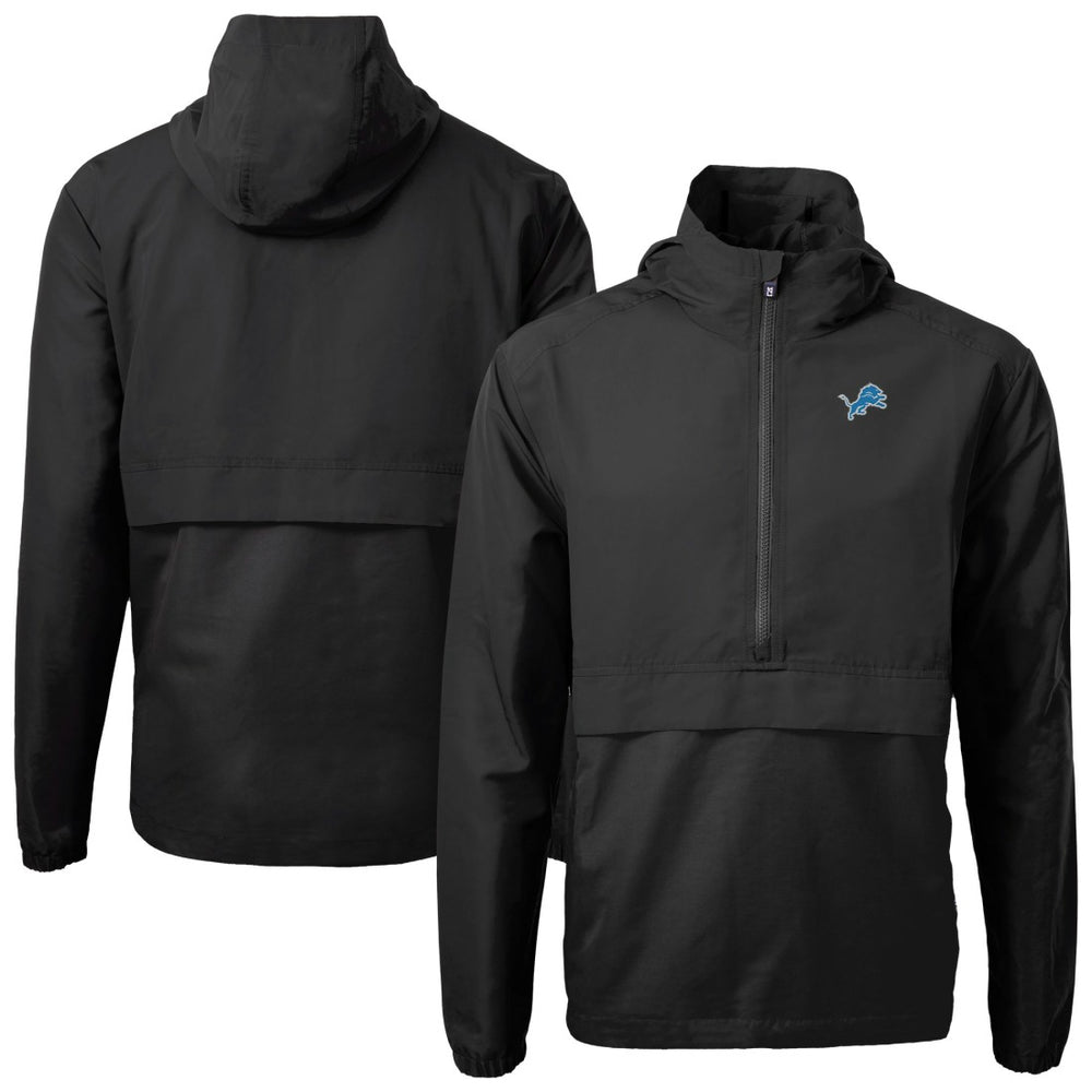 Detroit Lions Cutter & Buck Charter Eco Recycled Anorak Half-Zip Jacket - Black - NFL