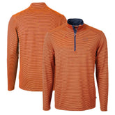 Chicago Bears Cutter & Buck Virtue Eco Pique Micro Stripe Recycled Quarter-Zip Pullover Top - Orange/Navy - NFL