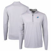 Detroit Lions Cutter & Buck Virtue Eco Pique Micro Stripe Recycled Quarter-Zip Pullover Top - Gray/White - NFL