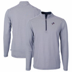 Detroit Lions Cutter & Buck Virtue Eco Pique Micro Stripe Recycled Quarter-Zip Pullover Top - Navy/White - NFL