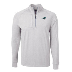 Carolina Panthers Cutter & Buck Adapt Eco Knit Quarter-Zip Pullover Top - Heather Gray - NFL