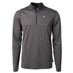 Green Bay Packers Cutter & Buck Virtue Eco Pique Micro Stripe Recycled Quarter-Zip Pullover Top - Black/Gray - NFL