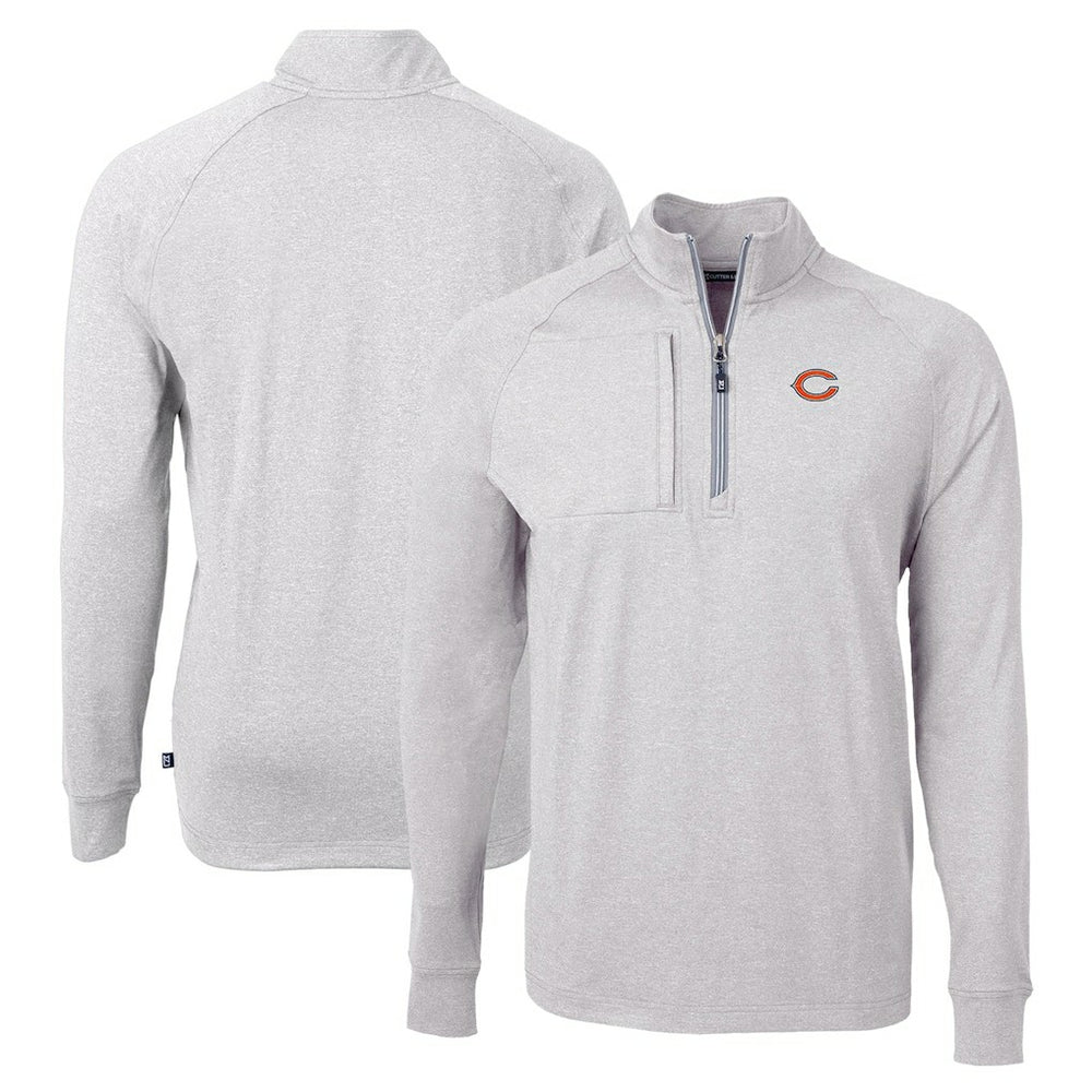 Chicago Bears Cutter & Buck Adapt Eco Knit Quarter-Zip Pullover Top - Heather Gray - NFL