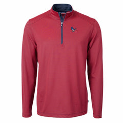 Houston Texans Cutter & Buck Virtue Eco Pique Micro Stripe Recycled Quarter-Zip Pullover Top - Red/Navy - NFL