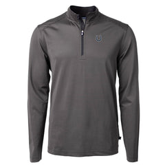 Indianapolis Colts Cutter & Buck Virtue Eco Pique Micro Stripe Recycled Quarter-Zip Pullover Top - Black/Gray - NFL