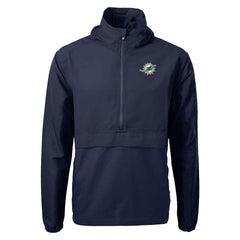 Miami Dolphins Cutter & Buck Charter Eco Recycled Anorak Half-Zip Jacket - Blue - NFL