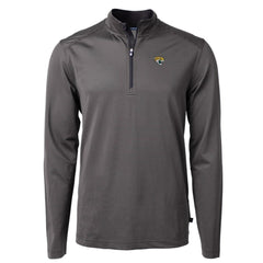 Jacksonville Jaguars Cutter & Buck Virtue Eco Pique Micro Stripe Recycled Quarter-Zip Pullover Top - Black/Gray - NFL