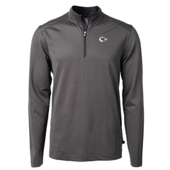 Kansas City Chiefs Cutter & Buck Virtue Eco Pique Micro Stripe Recycled Quarter-Zip Pullover Top - Black/Gray - NFL