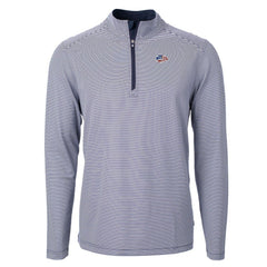 Kansas City Chiefs Cutter & Buck Virtue Eco Pique Micro Stripe Recycled Quarter-Zip Pullover Top - Navy/White - NFL