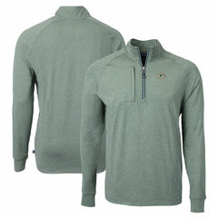 Green Bay Packers Cutter & Buck Adapt Eco Knit Quarter-Zip Pullover Top - Heather Green - NFL