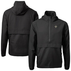 New Orleans Saints Cutter & Buck Charter Eco Recycled Anorak Half-Zip Jacket - Black - NFL