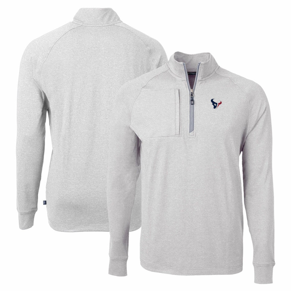 Houston Texans Cutter & Buck Adapt Eco Knit Quarter-Zip Pullover Top - Heather Gray - NFL
