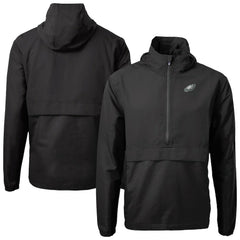 Philadelphia Eagles Cutter & Buck Charter Eco Recycled Anorak Half-Zip Jacket - Black - NFL