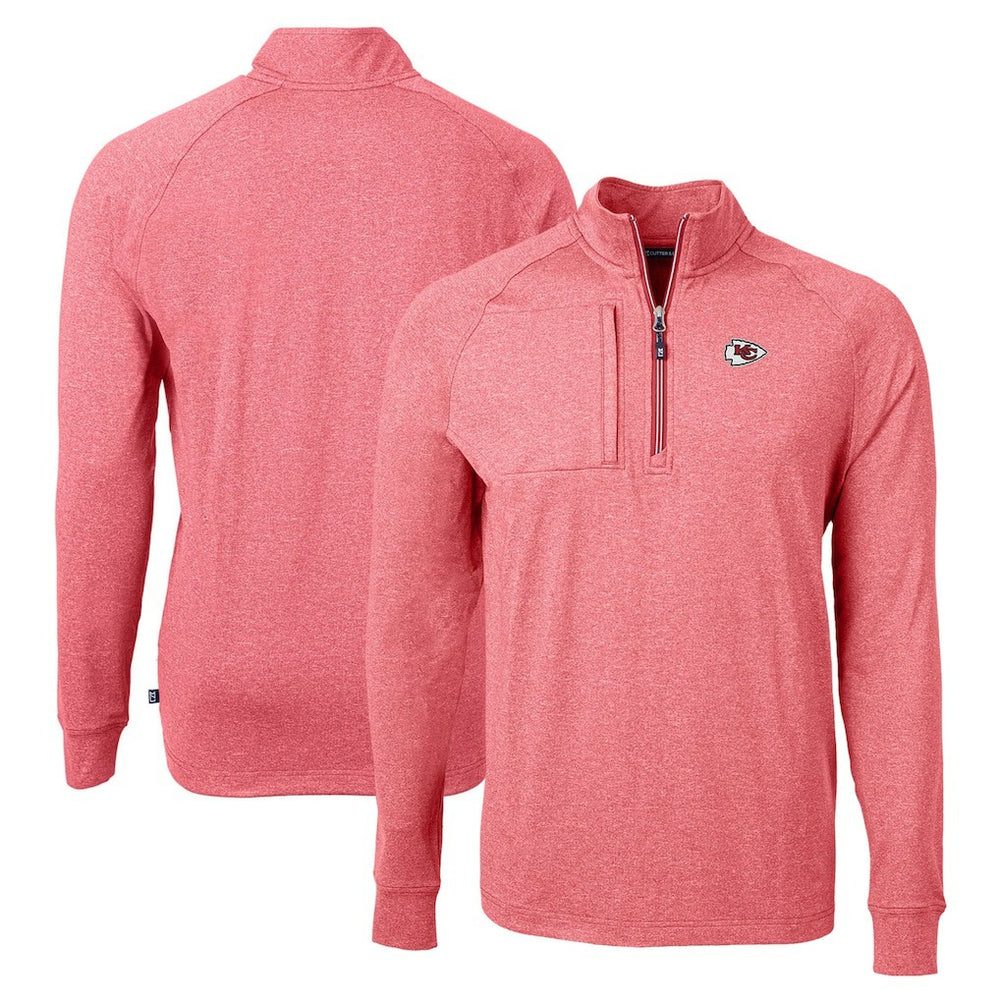 Kansas City Chiefs Cutter & Buck Adapt Eco Knit Quarter-Zip Pullover Top - Heather Red - NFL