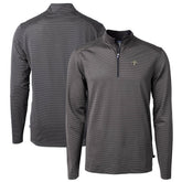 New Orleans Saints Cutter & Buck Virtue Eco Pique Micro Stripe Recycled Quarter-Zip Pullover Top - Black/Gray - NFL