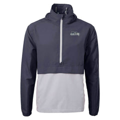 Seattle Seahawks Cutter & Buck Charter Eco Recycled Anorak Half-Zip Jacket - Blue - NFL