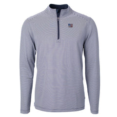 New York Giants Cutter & Buck Virtue Eco Pique Micro Stripe Recycled Quarter-Zip Pullover Top - Navy/White - NFL