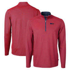 Pittsburgh Steelers Cutter & Buck Virtue Eco Pique Micro Stripe Recycled Quarter-Zip Pullover Top - Red/Navy - NFL