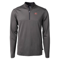 San Francisco 49ers Cutter & Buck Virtue Eco Pique Micro Stripe Recycled Quarter-Zip Pullover Top - Black/Gray - NFL