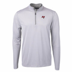 Tampa Bay Buccaneers Cutter & Buck Virtue Eco Pique Micro Stripe Recycled Quarter-Zip Pullover Top - Gray/White - NFL