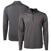 Washington Commanders Cutter & Buck Virtue Eco Pique Micro Stripe Recycled Quarter-Zip Pullover Top - Black/Gray - NFL