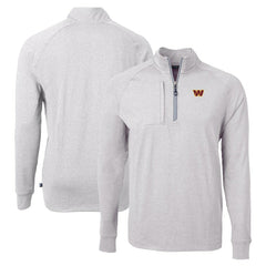 Washington Commanders Cutter & Buck Adapt Eco Knit Quarter-Zip Pullover Top - Heather Gray - NFL