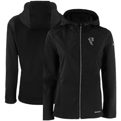 Atlanta Falcons Cutter & Buck Women's Evoke Eco Softshell Recycled Full-Zip Hooded Jacket - Black - NFL