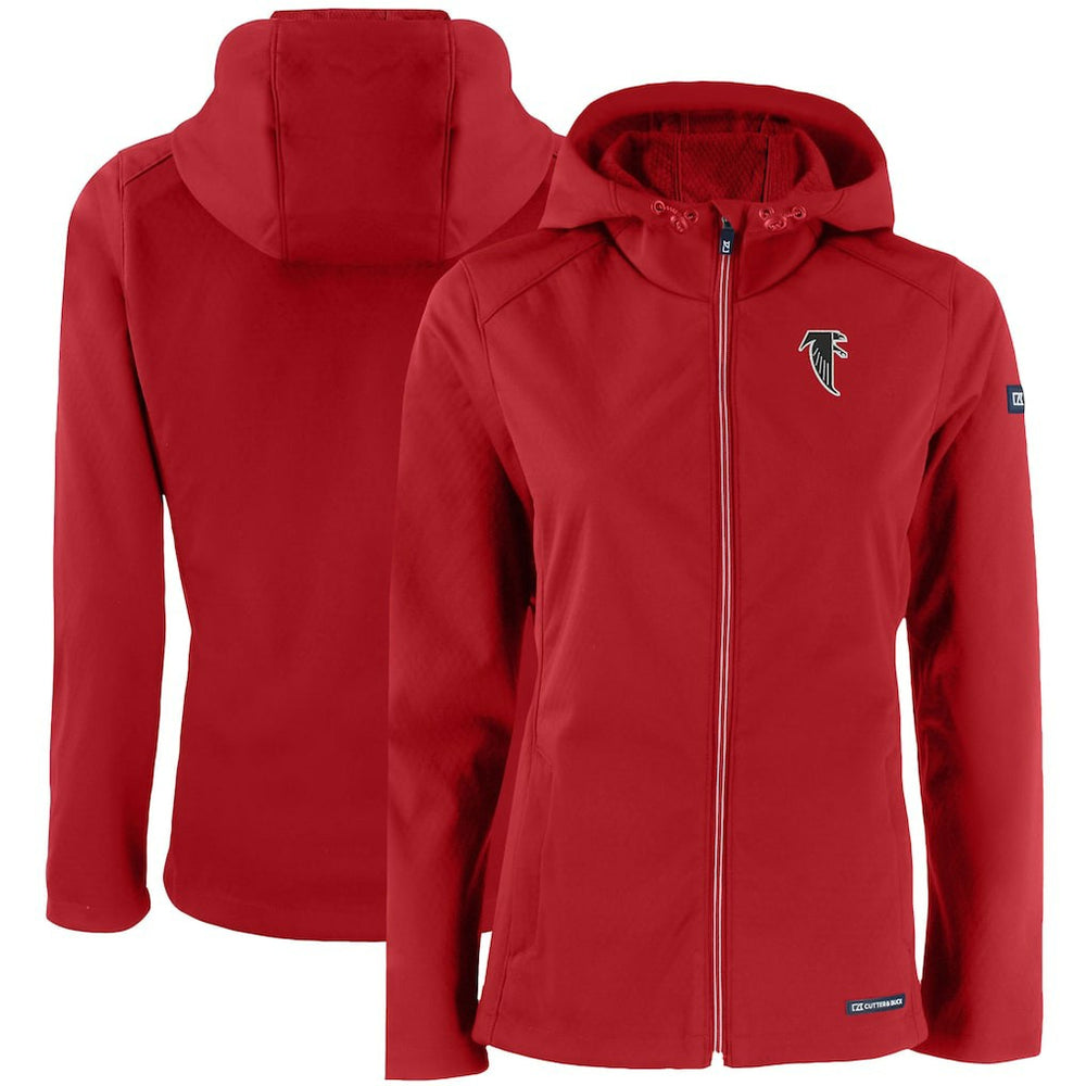 Atlanta Falcons Cutter & Buck Women's Evoke Eco Softshell Recycled Full-Zip Hooded Jacket - Red - NFL