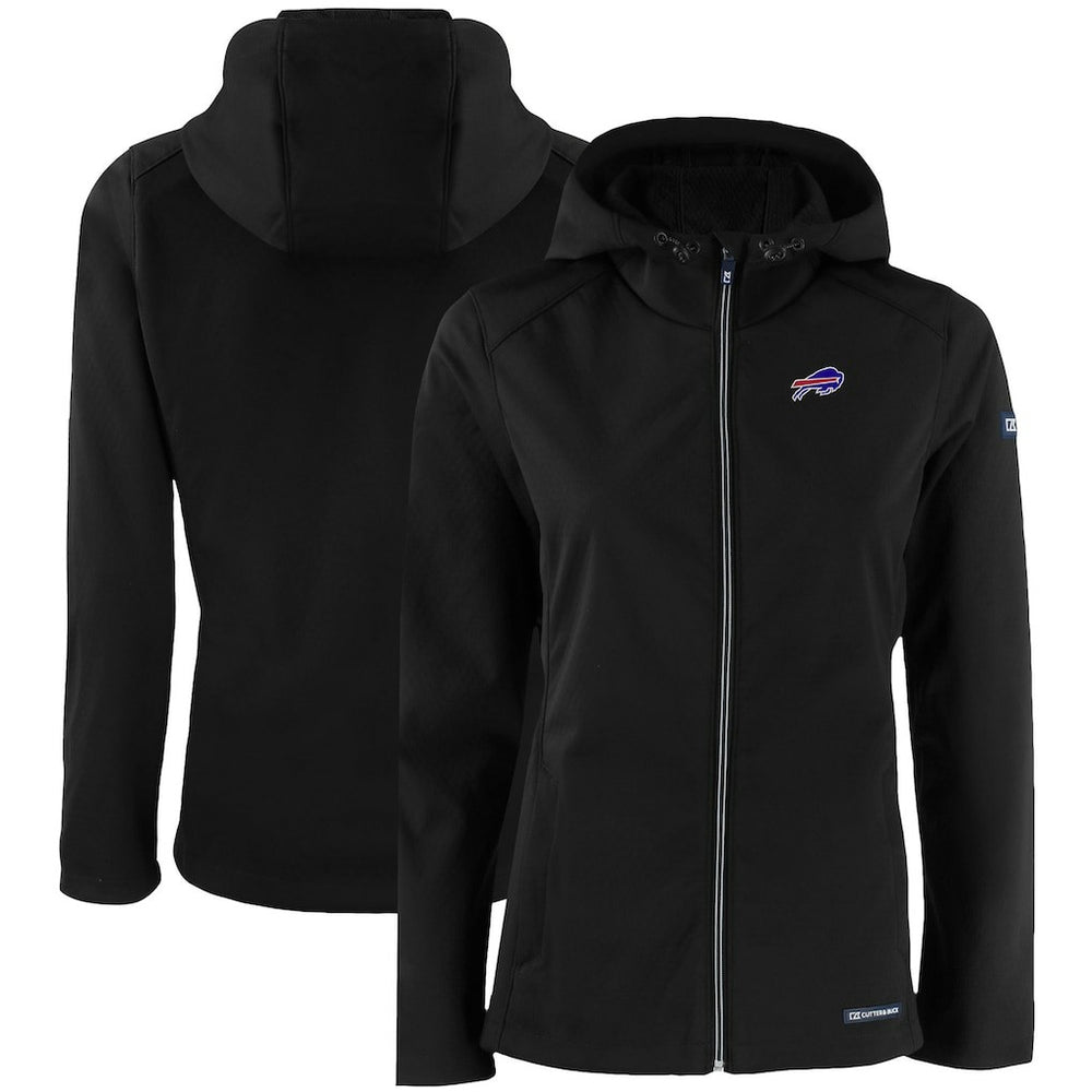 Buffalo Bills Cutter & Buck Women's Evoke Eco Softshell Recycled Full-Zip Hooded Jacket - Black - NFL