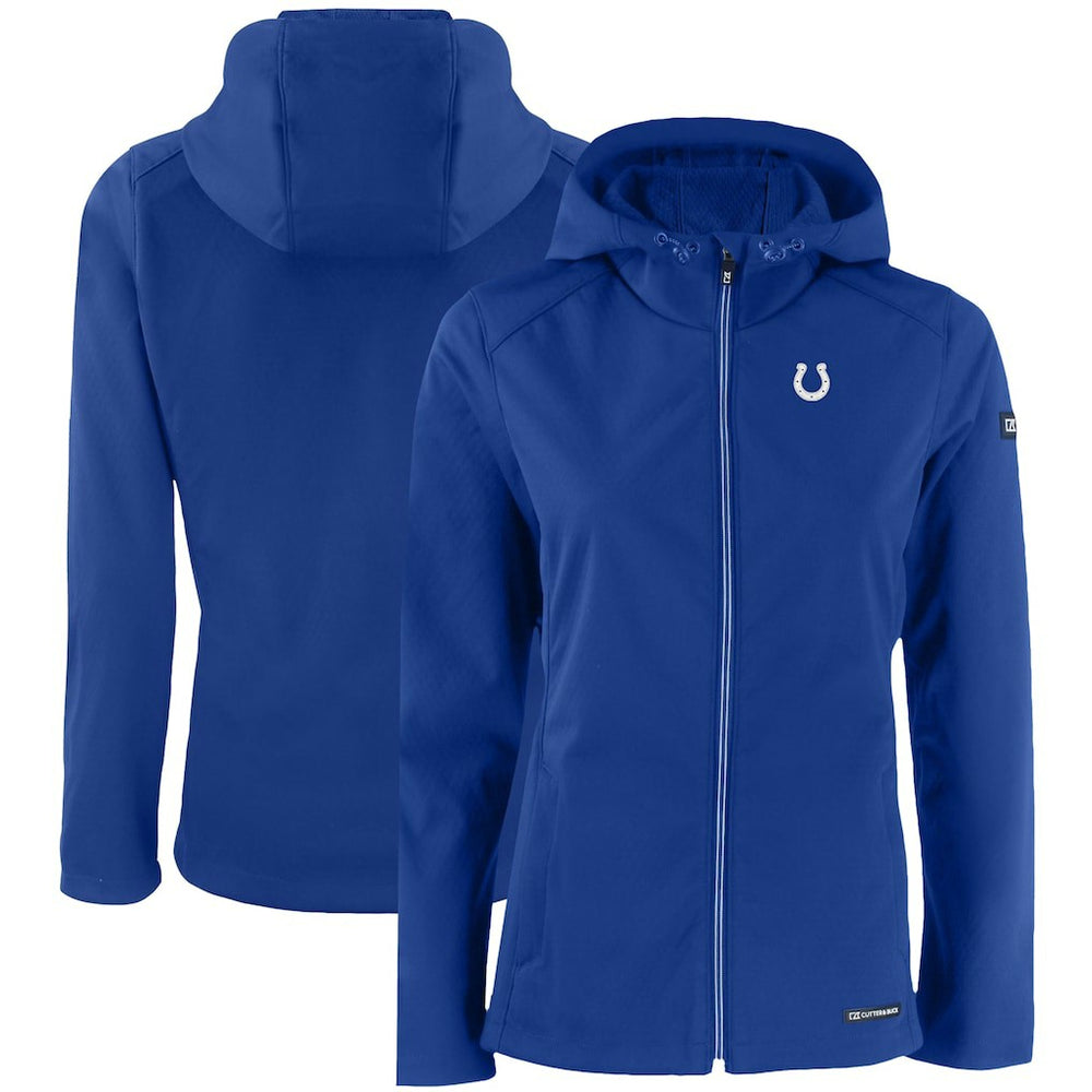 Indianapolis Colts Cutter & Buck Women's Evoke Eco Softshell Recycled Full-Zip Hooded Jacket - Royal - NFL