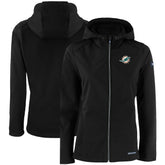 Miami Dolphins Cutter & Buck Women's Evoke Eco Softshell Recycled Full-Zip Hooded Jacket - Black - NFL