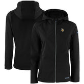 Minnesota Vikings Cutter & Buck Women's Evoke Eco Softshell Recycled Full-Zip Hooded Jacket - Black - NFL