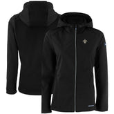 New Orleans Saints Cutter & Buck Women's Evoke Eco Softshell Recycled Full-Zip Hooded Jacket - Black - NFL