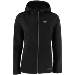 New Orleans Saints Cutter & Buck Women's Evoke Eco Softshell Recycled Full-Zip Hooded Jacket - Black - NFL