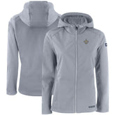 New Orleans Saints Cutter & Buck Women's Evoke Eco Softshell Recycled Full-Zip Hooded Jacket - Gray - NFL