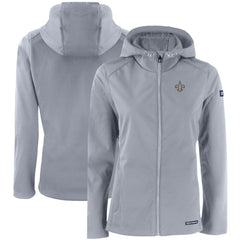 New Orleans Saints Cutter & Buck Women's Evoke Eco Softshell Recycled Full-Zip Hooded Jacket - Gray - NFL