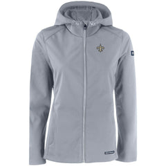 New Orleans Saints Cutter & Buck Women's Evoke Eco Softshell Recycled Full-Zip Hooded Jacket - Gray - NFL