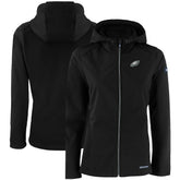 Philadelphia Eagles Cutter & Buck Women's Evoke Eco Softshell Recycled Full-Zip Hooded Jacket - Black - NFL