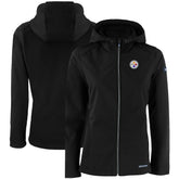 Pittsburgh Steelers Cutter & Buck Women's Evoke Eco Softshell Recycled Full-Zip Hooded Jacket - Black - NFL