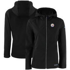 Pittsburgh Steelers Cutter & Buck Women's Evoke Eco Softshell Recycled Full-Zip Hooded Jacket - Black - NFL