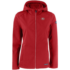 San Francisco 49ers Cutter & Buck Women's Evoke Eco Softshell Recycled Full-Zip Hooded Jacket - Scarlet - NFL
