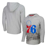 Philadelphia 76ers Stadium Essentials Atrium Raglan Long Sleeve Hoodie T-Shirt Heather Gray