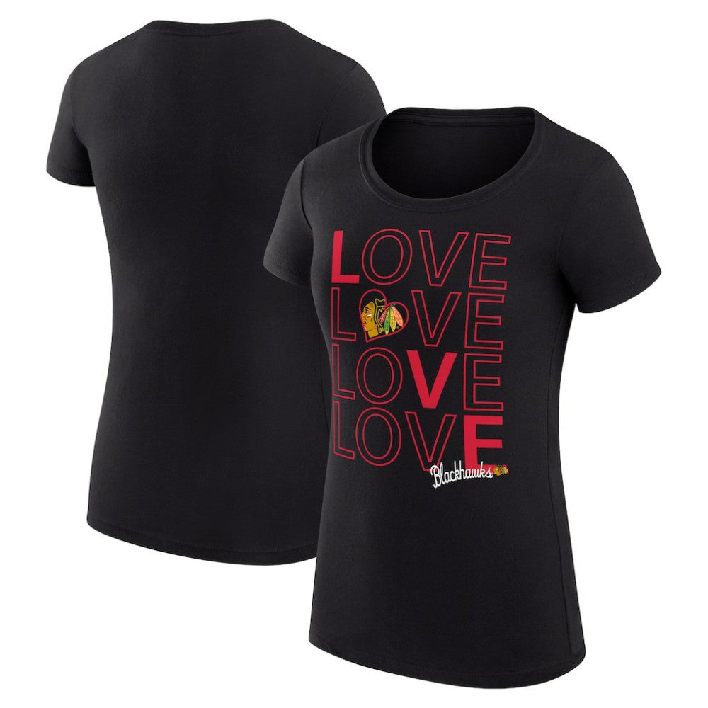 Chicago Blackhawks G-III 4Her by Carl Banks Women's Super-Slim Fit Lightweight Hockey Love T-Shirt - Black | NHL discount