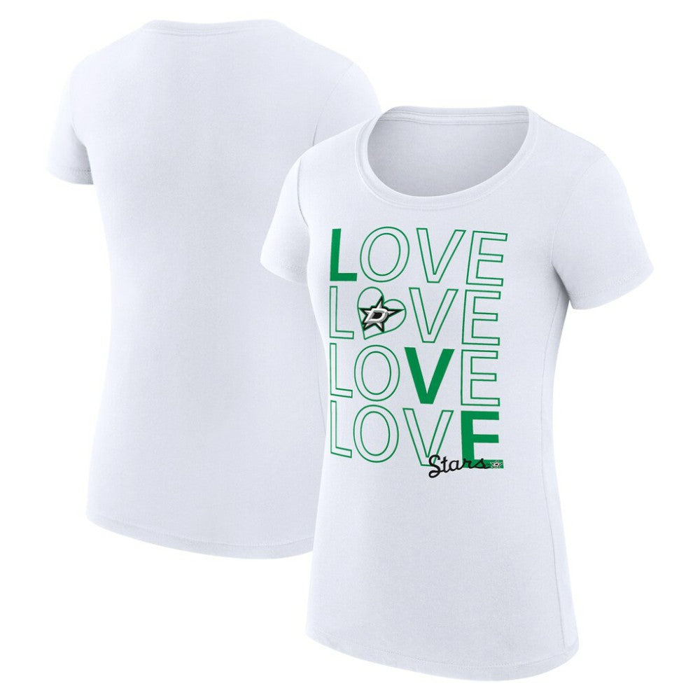 Dallas Stars G-III 4Her by Carl Banks Women's Super-Slim Fit Lightweight Hockey Love T-Shirt - White | NHL Clearance