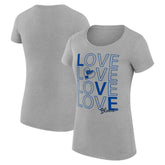 St. Louis Blues G-III 4Her by Carl Banks Women's Super-Slim Fit Lightweight Hockey Love T-Shirt - Heather Gray | NHL Clearance