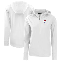 Buffalo Bills Cutter & Buck Women's Throwback Daybreak Eco Recycled Half-Zip Hoodie - White - NFL