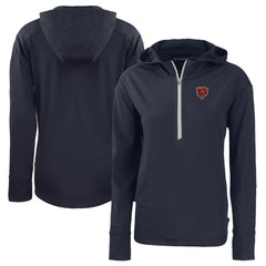 Chicago Bears Cutter & Buck Women's Throwback Daybreak Eco Recycled Half-Zip Hoodie - Navy - NFL