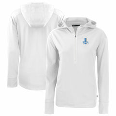 Detroit Lions Cutter & Buck Women's Throwback Daybreak Eco Recycled Half-Zip Hoodie - White - NFL