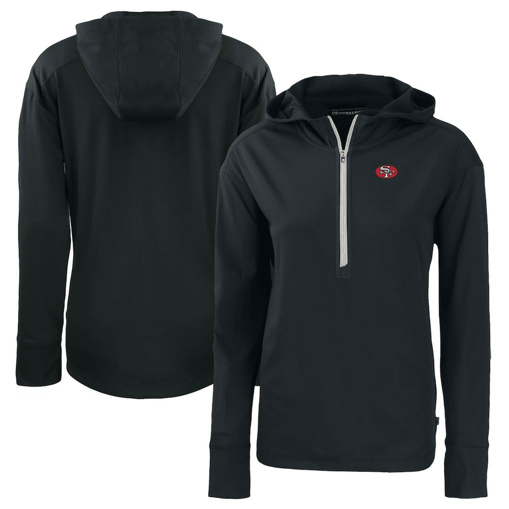 San Francisco 49ers Cutter & Buck Women's Throwback Daybreak Eco Recycled Half-Zip Hoodie - Black - NFL