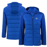 New York Giants Cutter & Buck Women's Throwback Evoke Hybrid Eco Softshell Recycled Full-Zip Hoodie Jacket - Royal - NFL